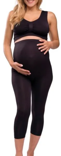 Graviditetsleggings med stöd 3/4 längd svart - Large