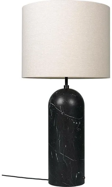 GUBI Gravity Golvlampa Svart Marmor och Linne Skärm XL Låg